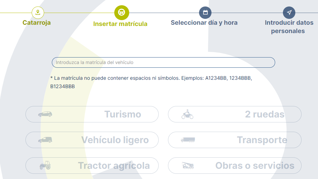 introducir matrícula vehículo